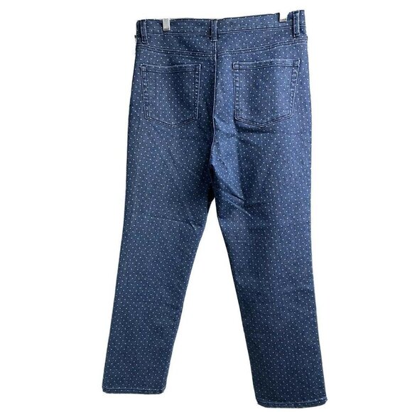 Gloria Vanderbilt Amanda Blue Denim Crop Jeans Plus 14P Polka Dot High Waist - Picture 2 of 11